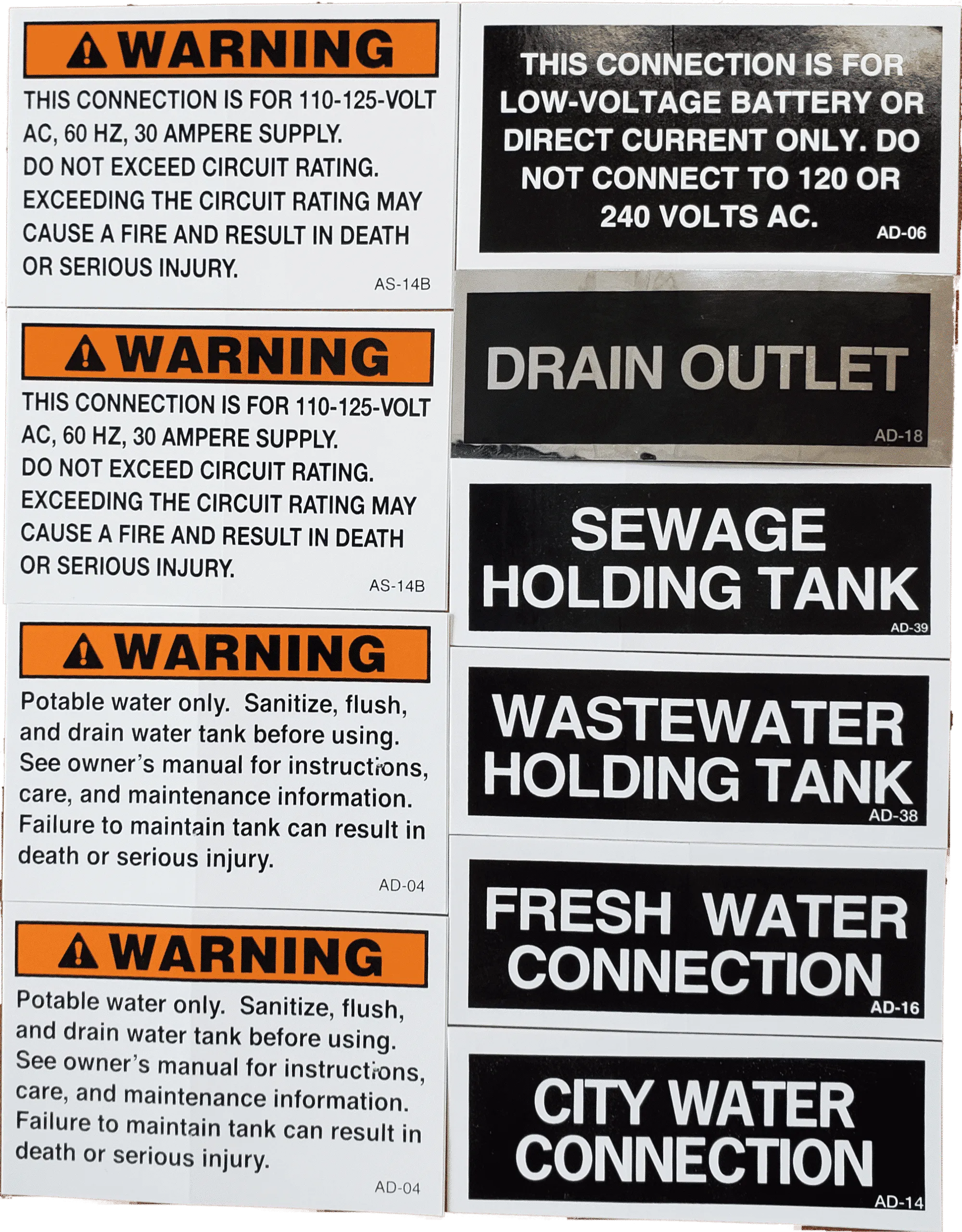 WARNING DECAL PACKAGE