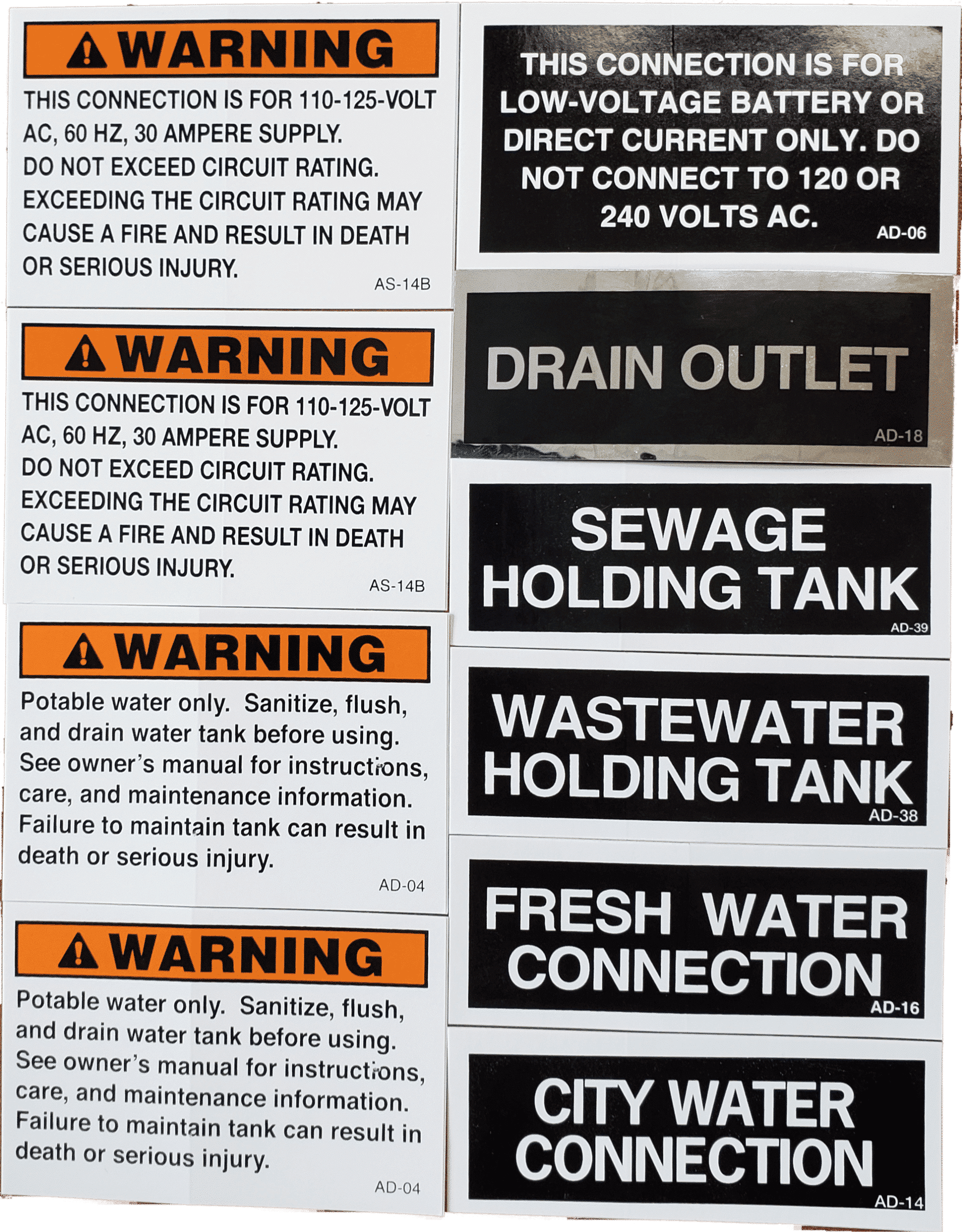WARNING DECAL PACKAGE
