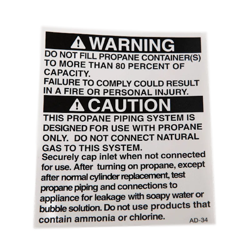 DECAL, DO NOT OVERFILL PROPANE