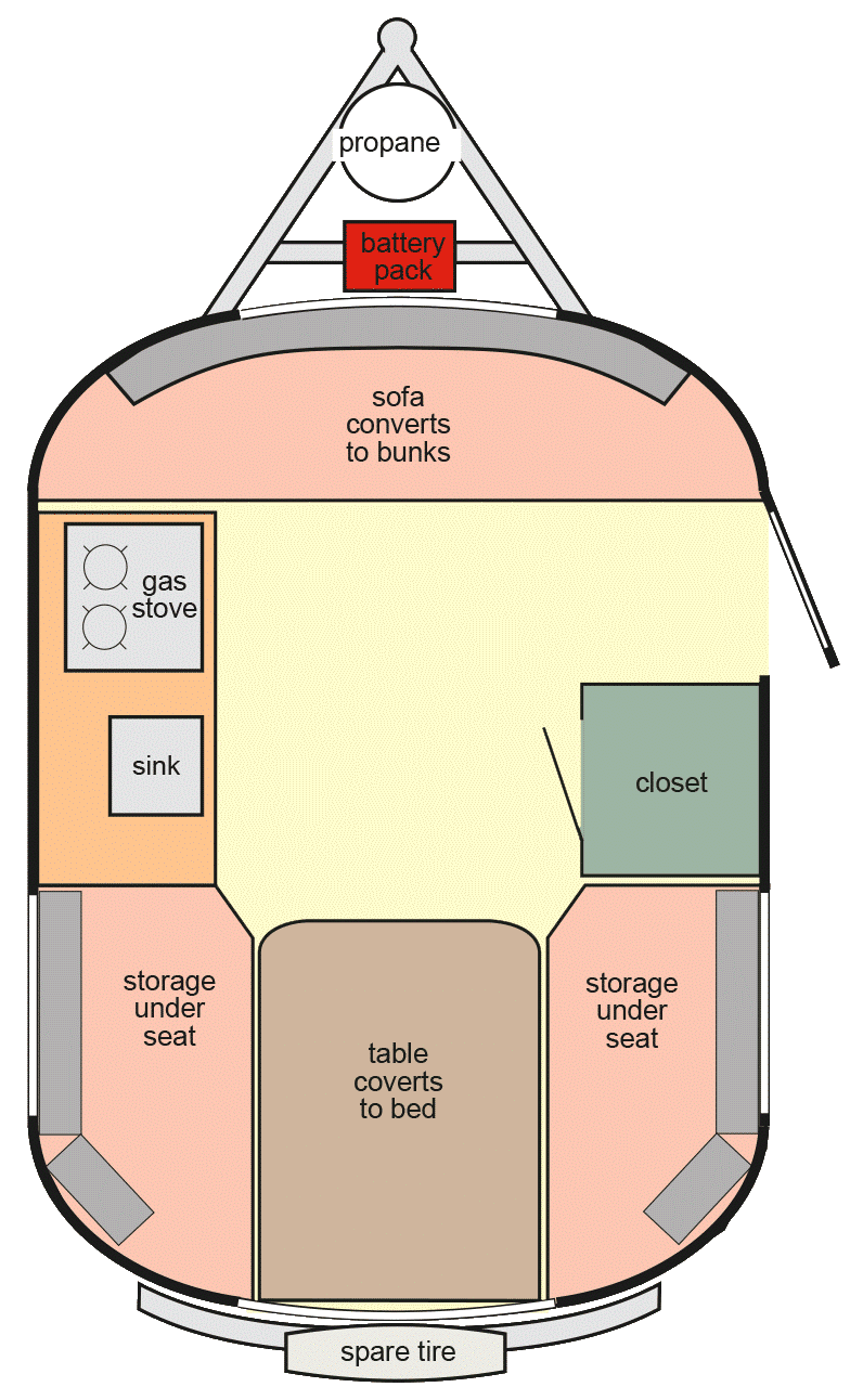 Scamp 13 Fiberglass Lightweight Travel Trailer Camper Standard Layout