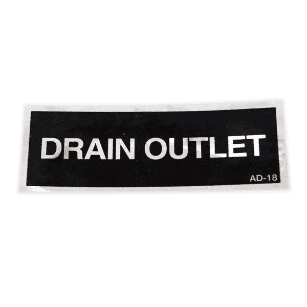DECAL, DRAIN OUTLET