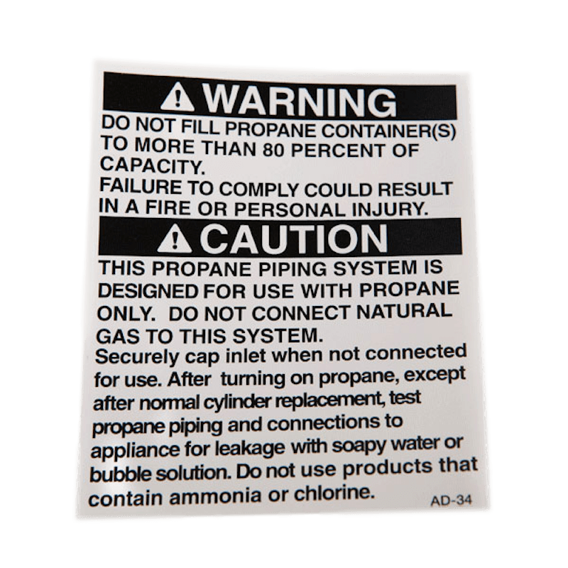 DECAL, DO NOT OVERFILL PROPANE