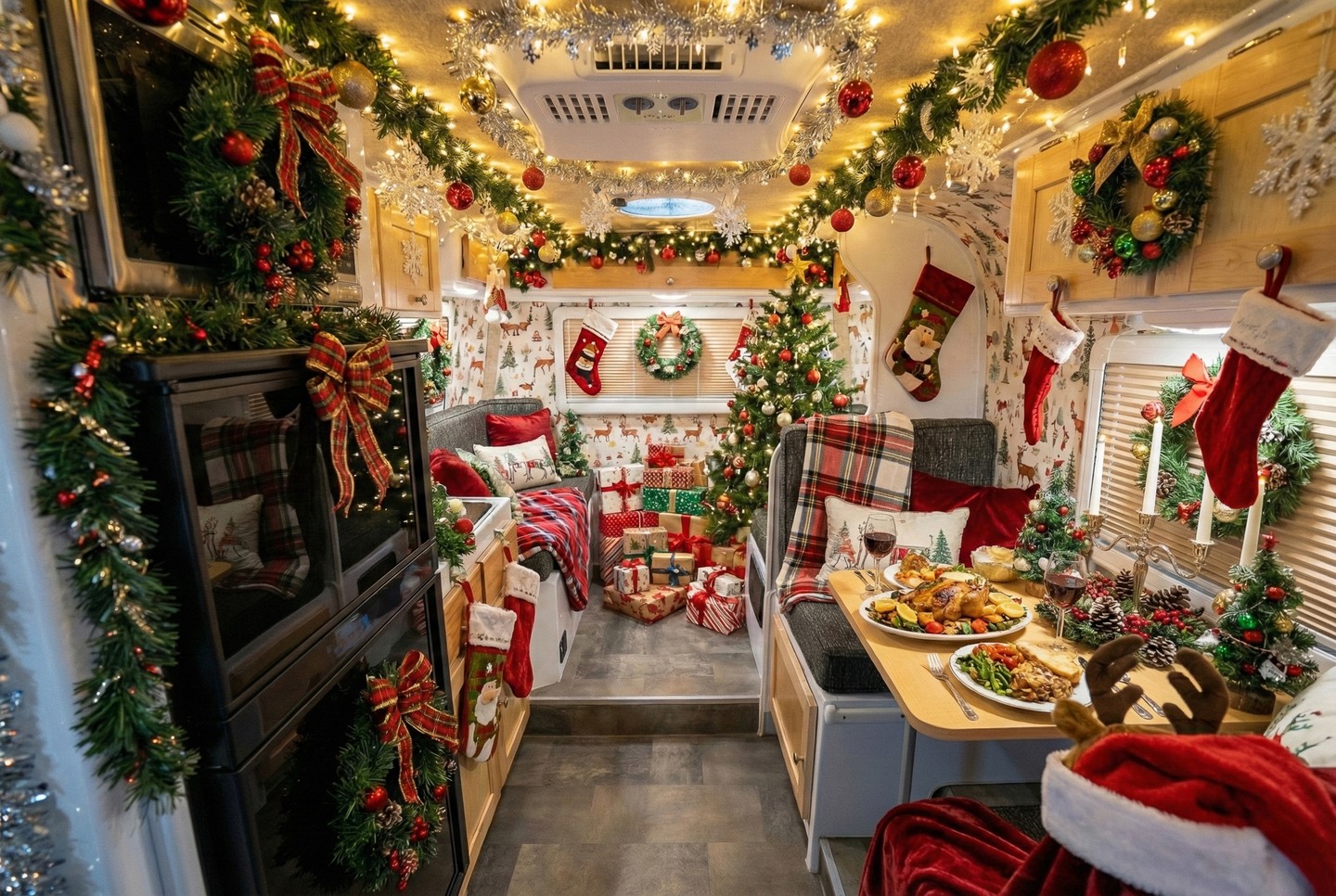 With Christmas just a few days away, we asked AI to dream up the most Christmas-themed trailer interior possible! 
Think cozy lights, festive touches, and all the holiday vibes—Scamp style. 

Would you spend the holidays here?