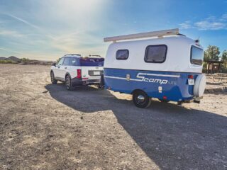 Jim S. took things to the next level with this custom double awning setup 
More shade, more space, more time outside—what do you think of this setup?
----
Want an extra awning added to your Scamp? Give us a call at 800-346-4962!