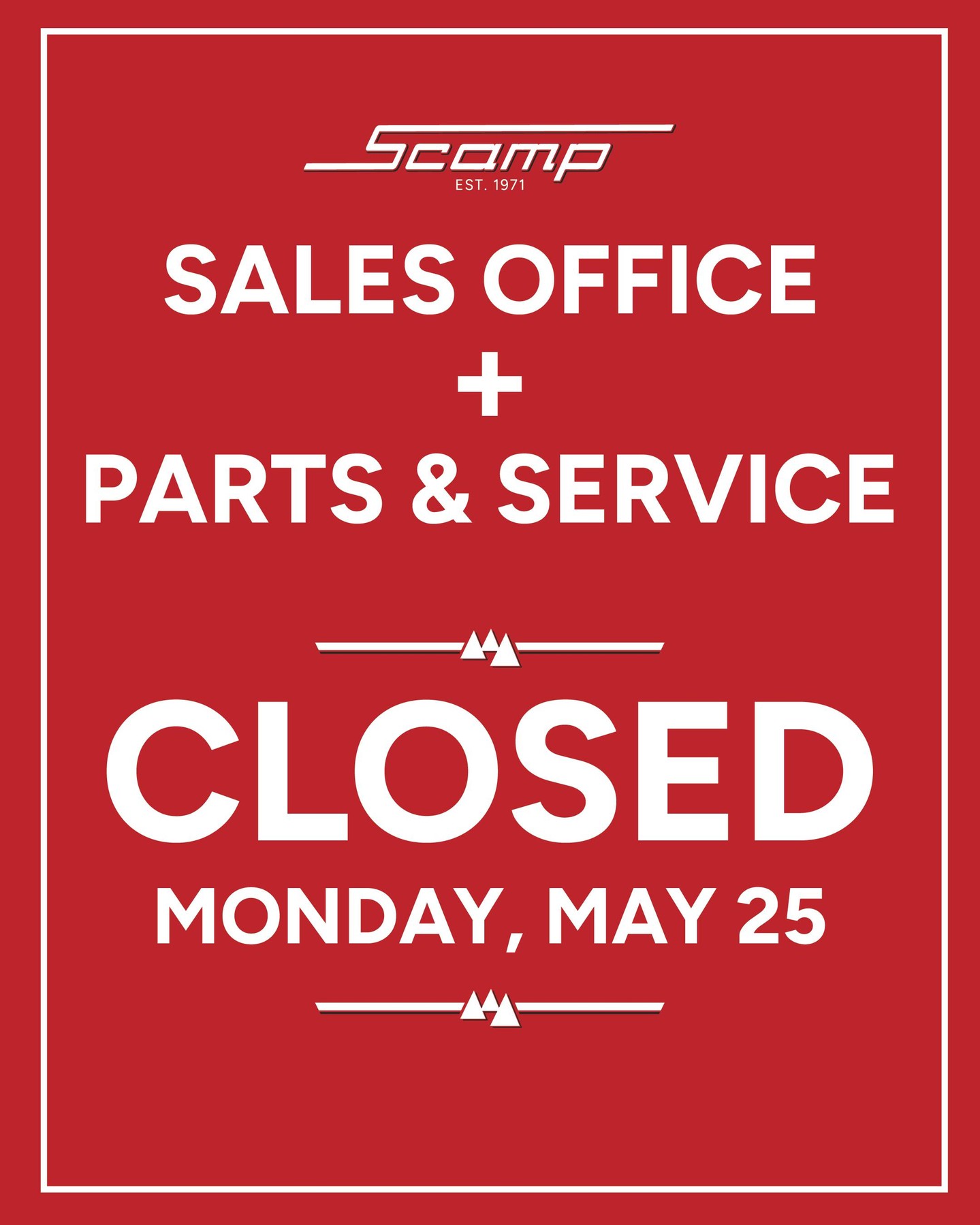We will be closed Monday, May 25 in observance of Memorial Day.
Wishing everyone a safe and meaningful holiday as we remember and honor those who served.