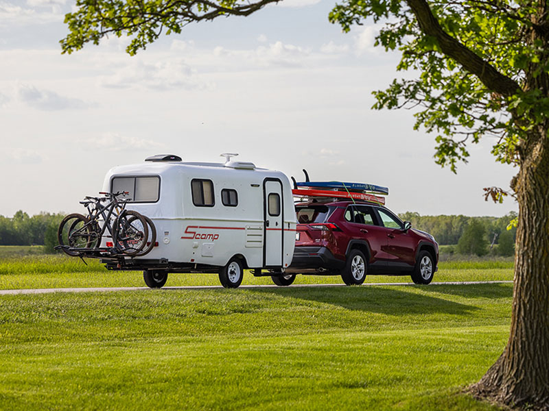 Lightweight Travel Trailers & Small Campers - Scamp Trailers with bathroom and shower, RV , mini, pull behind, ultralight, fiberglass camping trailer manufacturer, compact